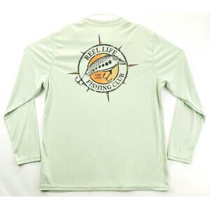 Reel Life Shirt Mens Small Light Green Fishing Club Crew Neck Pullover